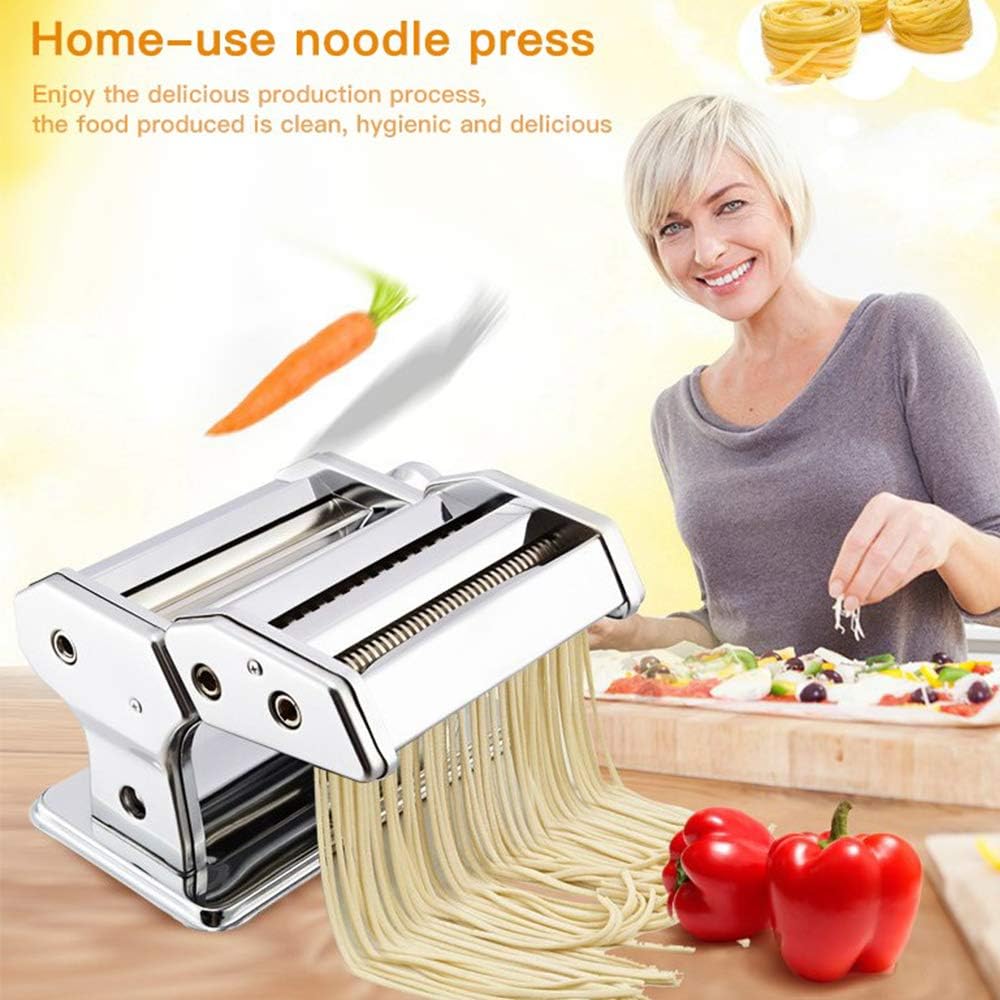 Supfine Teigschneider aus Edelstahl, manuelle Nudelmaschine, 6 Stärken für Fettuccine, Spaghetti, La
