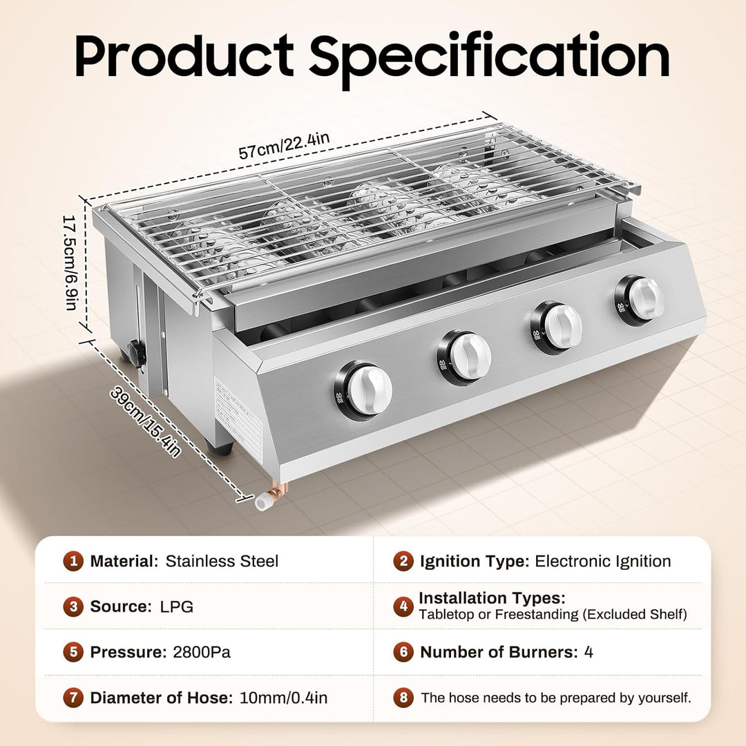 Gas Barbecue Grill, Camping Barbecue Grill, 4 Hearthstone Edelstahl Brenner Gas Barbecue Grill, Tisc