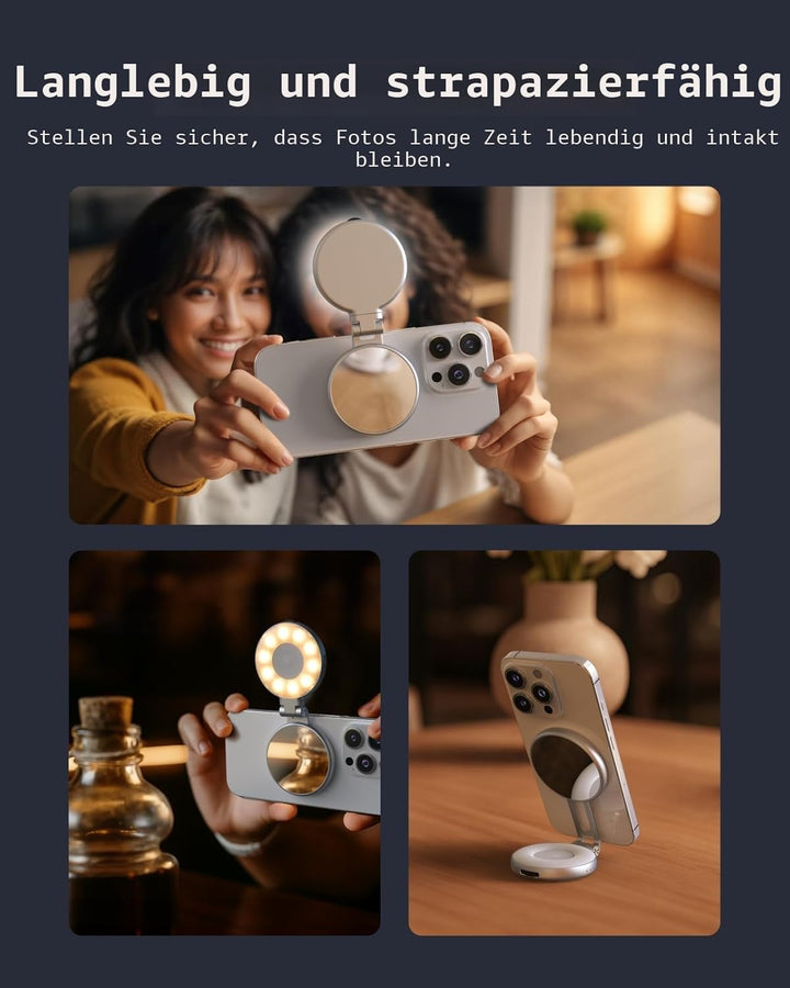 TELESIN C03 Magnetische Selfie-Licht, 3-in-1 Magnetische Selfie Licht Kompatibel mit Magsafe, CRI97