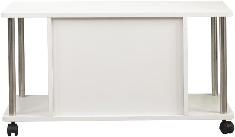 BAKAJI Wagen TV-Schrank, weiss, 4 Räder, Fernseher, Holz, MDF, Holzwerkstoff Metall, Medium