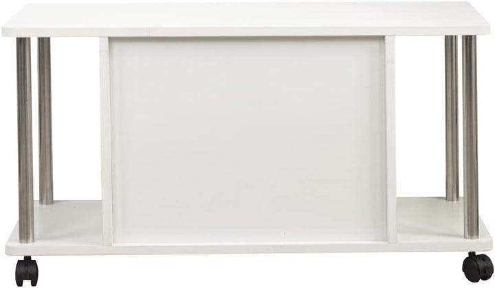 BAKAJI Wagen TV-Schrank, weiss, 4 Räder, Fernseher, Holz, MDF, Holzwerkstoff Metall, Medium