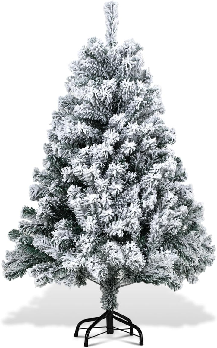 Gimisgu Weihnachtsbaum künstlich mit Schnee, 120cm verschneiter Christbaum mit Metallständer, 340 Sp
