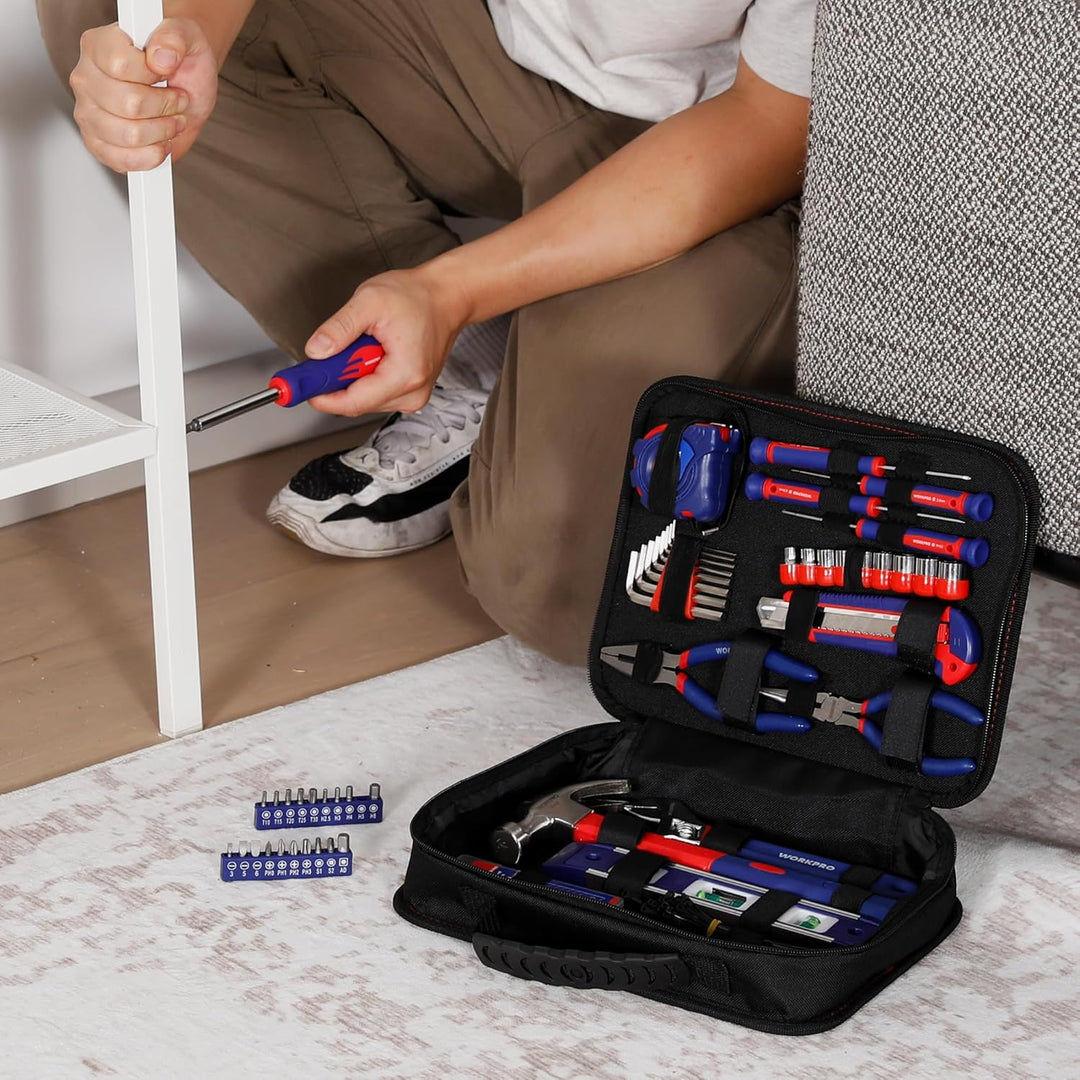 WORKPRO Werkzeugset Universal und Haushalts-Werkzeugkoffer 100-teilig Werkzeugsatz Mechaniker, perfe