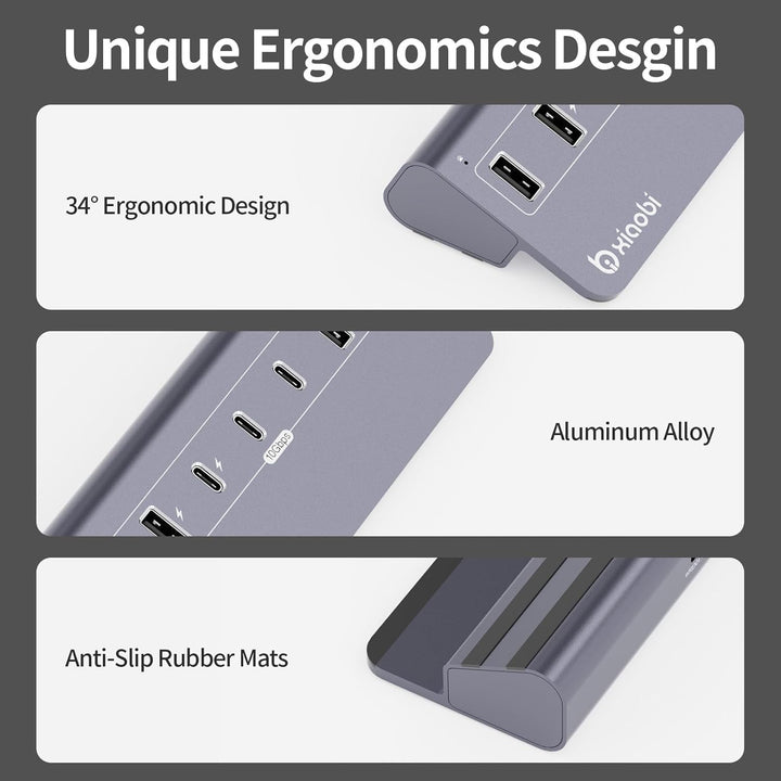 USB Hub mit Netzteil, 7 Port USB Hub 3.2 Gen 2, 10 Gbps USB Verteiler mit Netzteil 5V 3A Powered USB