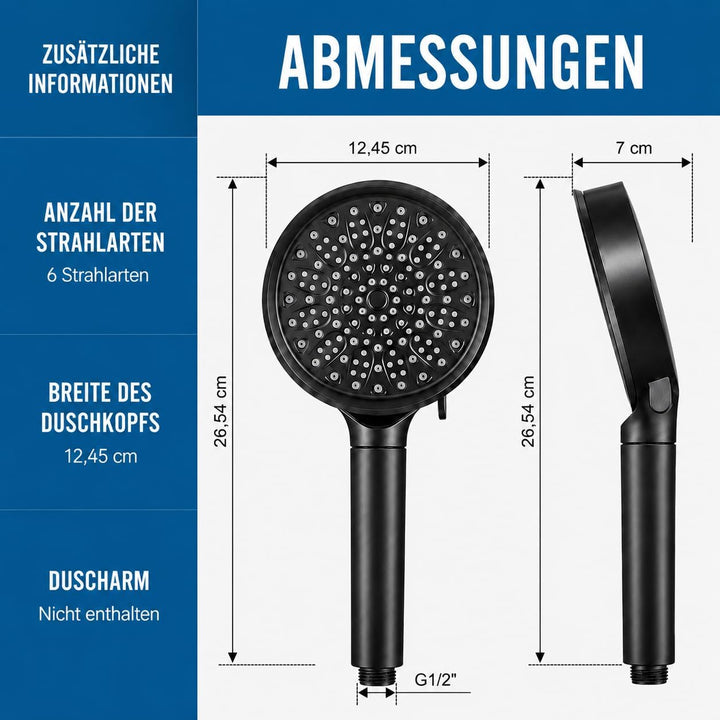 Cobbe Duschkopf mit Filter, Duschkopf Wassersparend Hartwasser mit Filtration in 20 Schichten, 6 Str