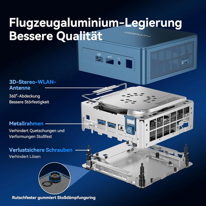 GEEKOM NUC Mini PC Mini IT13, 13. Gen Intel i7-13620H (10 Kerne, 16 Threads, bis zu 4,9 GHz) Mini Co