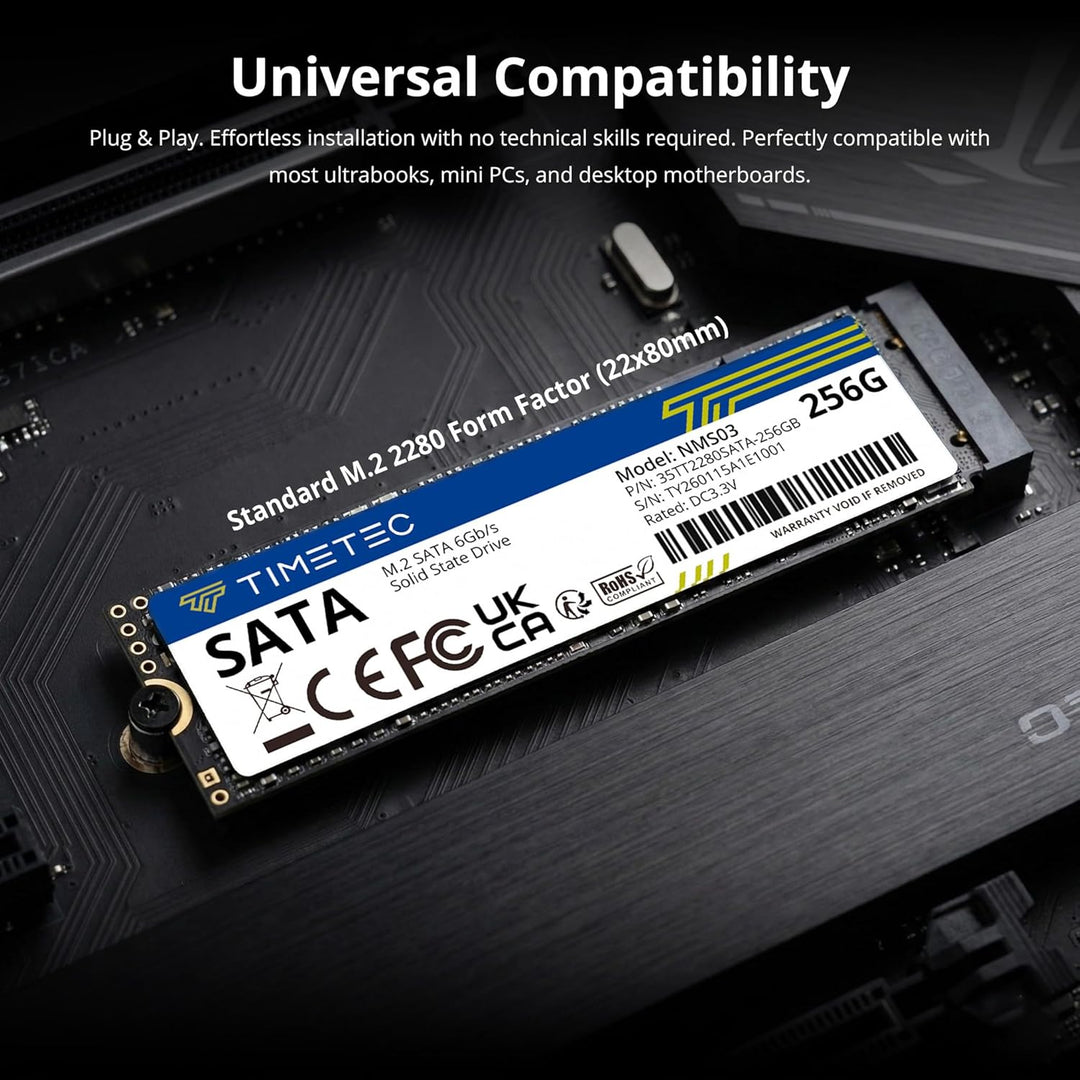 Timetec 256GBx2 (2er-Pack) SSD 3D NAND TLC SATA III 6 Gb/s M.2 2280 NGFF 128 TBW Lesegeschwindigkeit