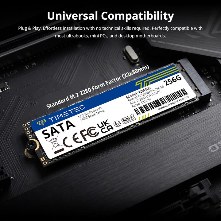 Timetec 256GBx2 (2er-Pack) SSD 3D NAND TLC SATA III 6 Gb/s M.2 2280 NGFF 128 TBW Lesegeschwindigkeit