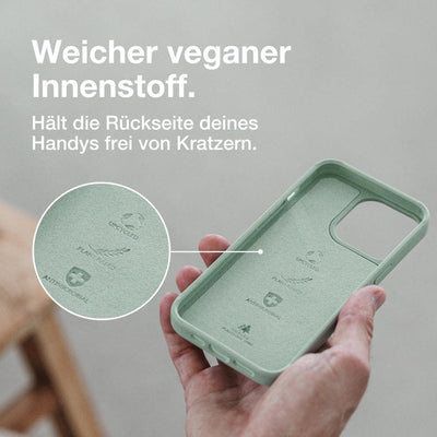 Woodcessories - Antibakterielle Bio Hülle kompatibel mit iPhone 12 Pro Max Hülle Mint grün - Plastik