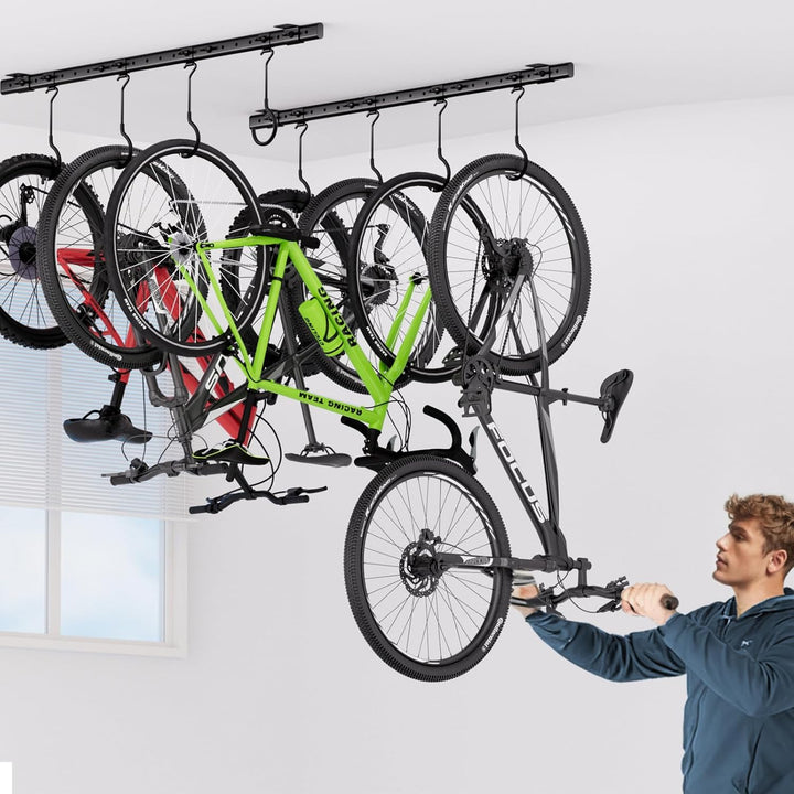 Urban Deco Fahrrad Deckenhalterung für Garage, Fahrrad Wandhalterung mit 8 verstellbaren Aufhängung