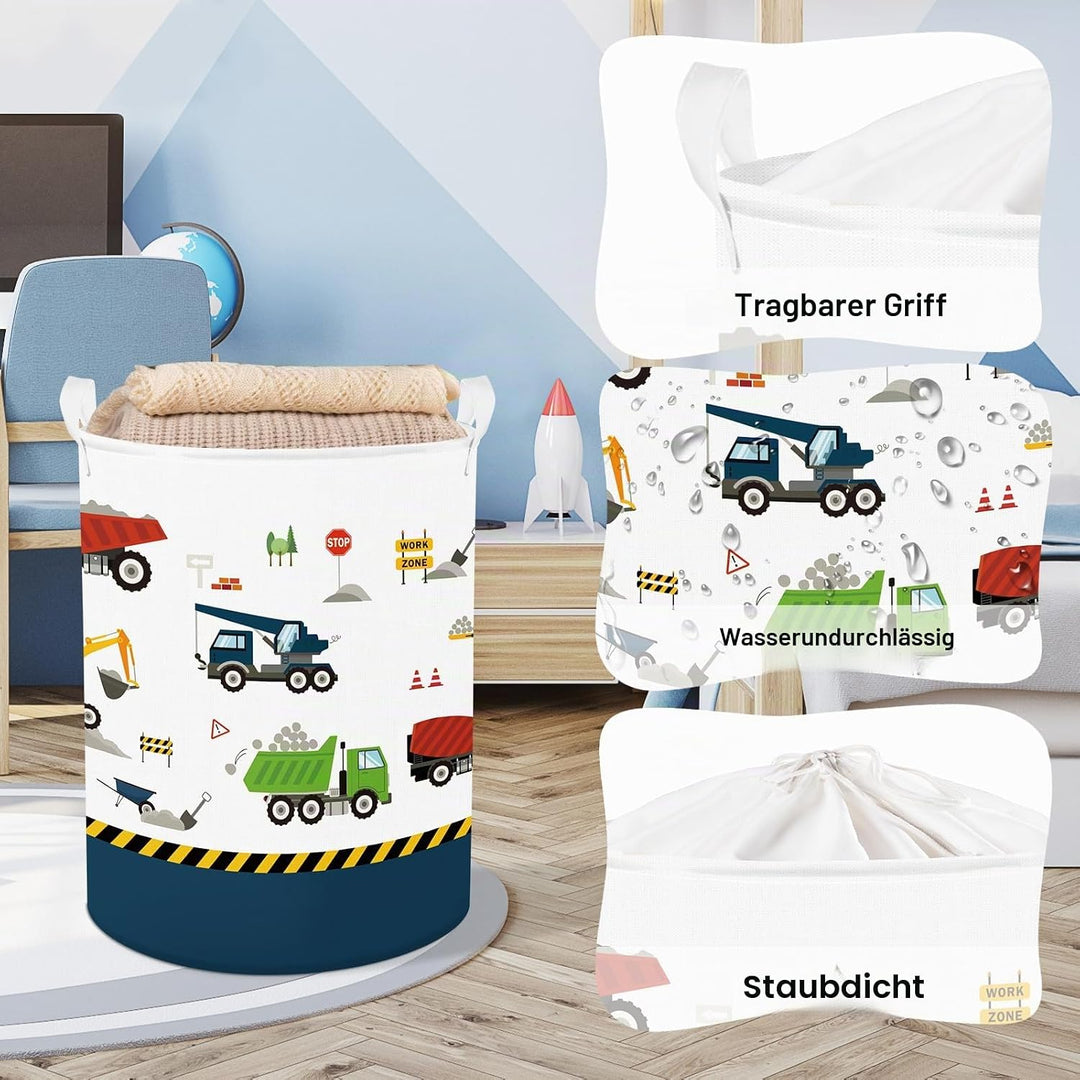 Clastyle Auto Kinder Wäschekorb mit Henkel Faltbar Kleidung Spielzeug Aufbewahrungskorb Jungen Aufbe