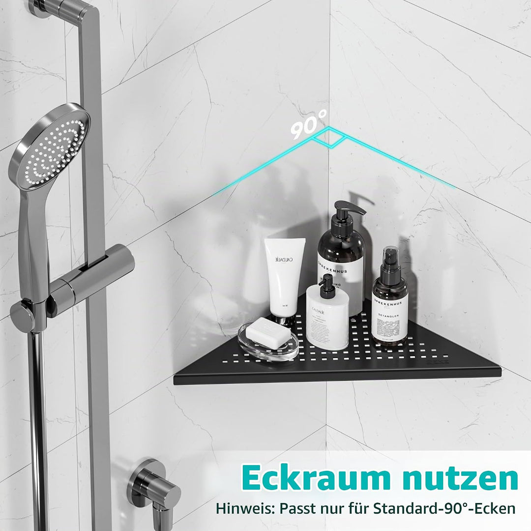 Neodrain Duschablage Edelstahl Eck-Duschregal Schwarze Duschkorb Einbauregal für Badezimmer Aufbewah