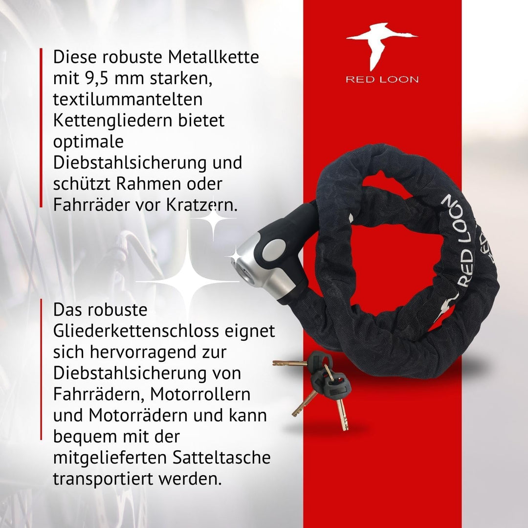 Fahrradschloss | ebike Kettenschloss | 150cm | Radschloss | Motorradschloss | Schloss für Fahrrad, e