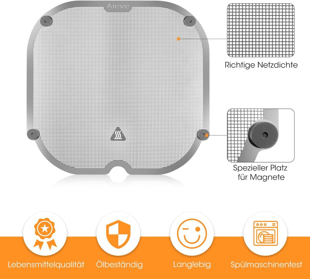 AIEVE Edelstahl Spritzschutz Feinmaschiger Fettspritzschutz kompatibel mit COSORI XXL 4,7 L und Ninj