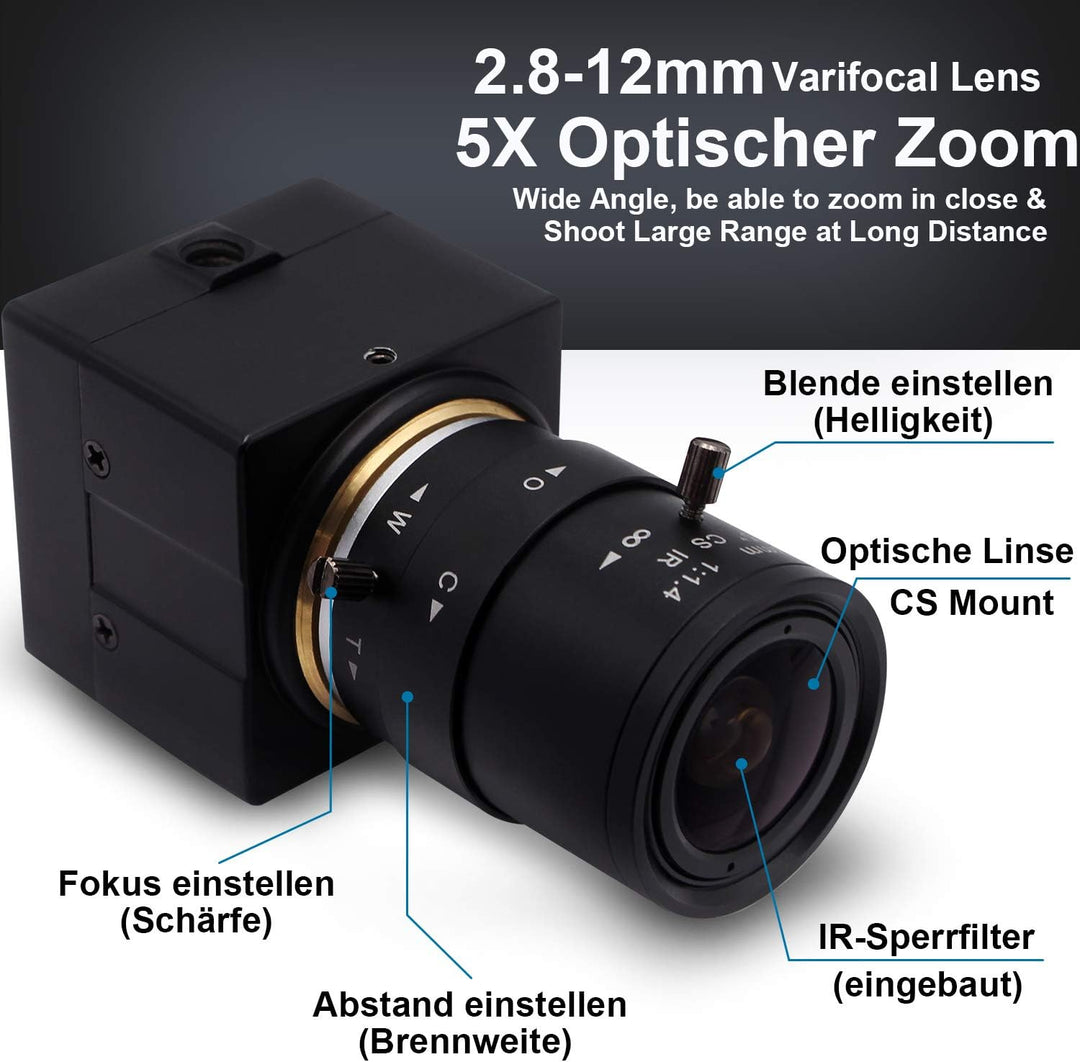 Svpro 2,0 Megapixel 2,8-12 mm Varioobjektiv USB Kamera 1080P Full HD 120fps / 60fps / 30fps USB Indu