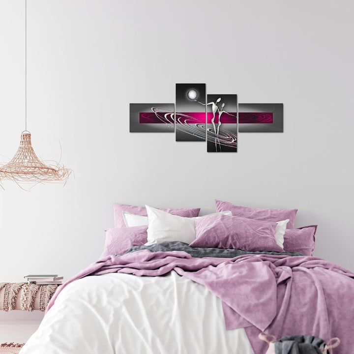 Runa Art Bild Modern Abstrakt Figuren - Made in Germany - Wandbilder Liebespaar Pink Grau 4 Teilig 3