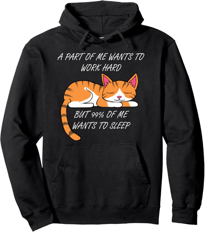 Zu müde für Arbeit Aurede Spruch Katze Kätzchen Pullover Hoodie