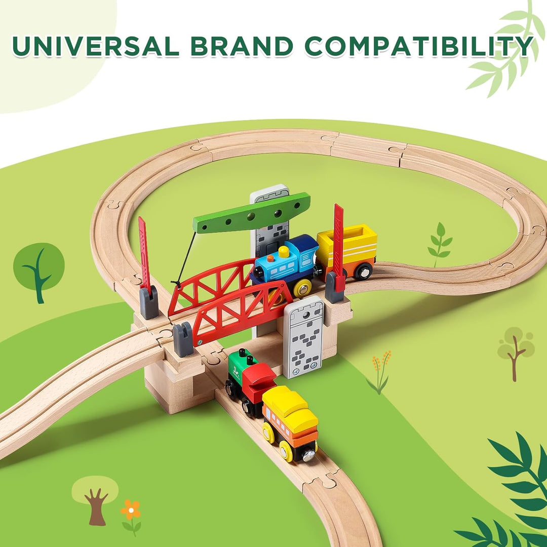 SainSmart Jr. Holzeisenbahn-Set Zubehör, bewegliche Hebebrücke Set mit Gleis für Kinder, kompatibel