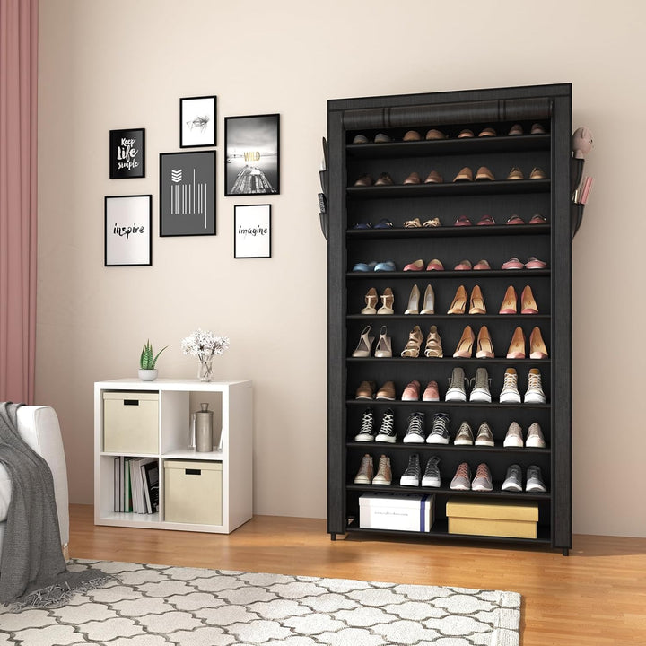 Schuhregal 11 Ebenen, Schuhschrank Hoch für 50 Paare Schuhe, Schuhaufbewahrung mit staubdichtem Über