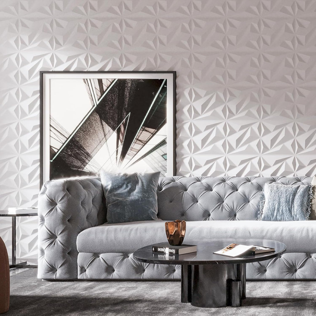 Art3dwallpanels PVC 3D Wandpaneel Diamant für Innenwand Dekor in Weiss, 3D Strukturierte Wandpaneele