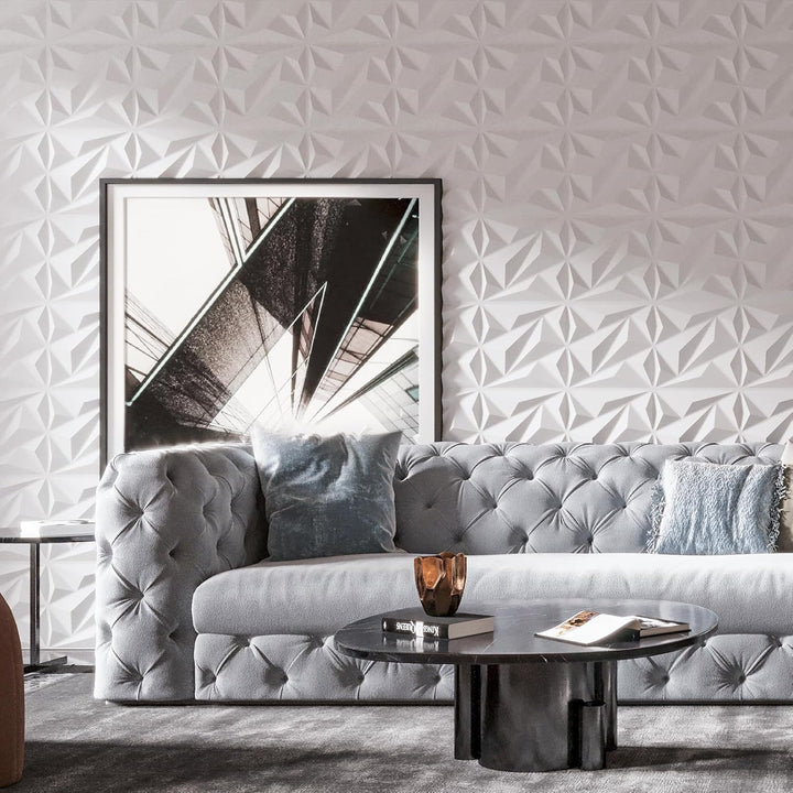 Art3dwallpanels PVC 3D Wandpaneel Diamant für Innenwand Dekor in Weiss, 3D Strukturierte Wandpaneele