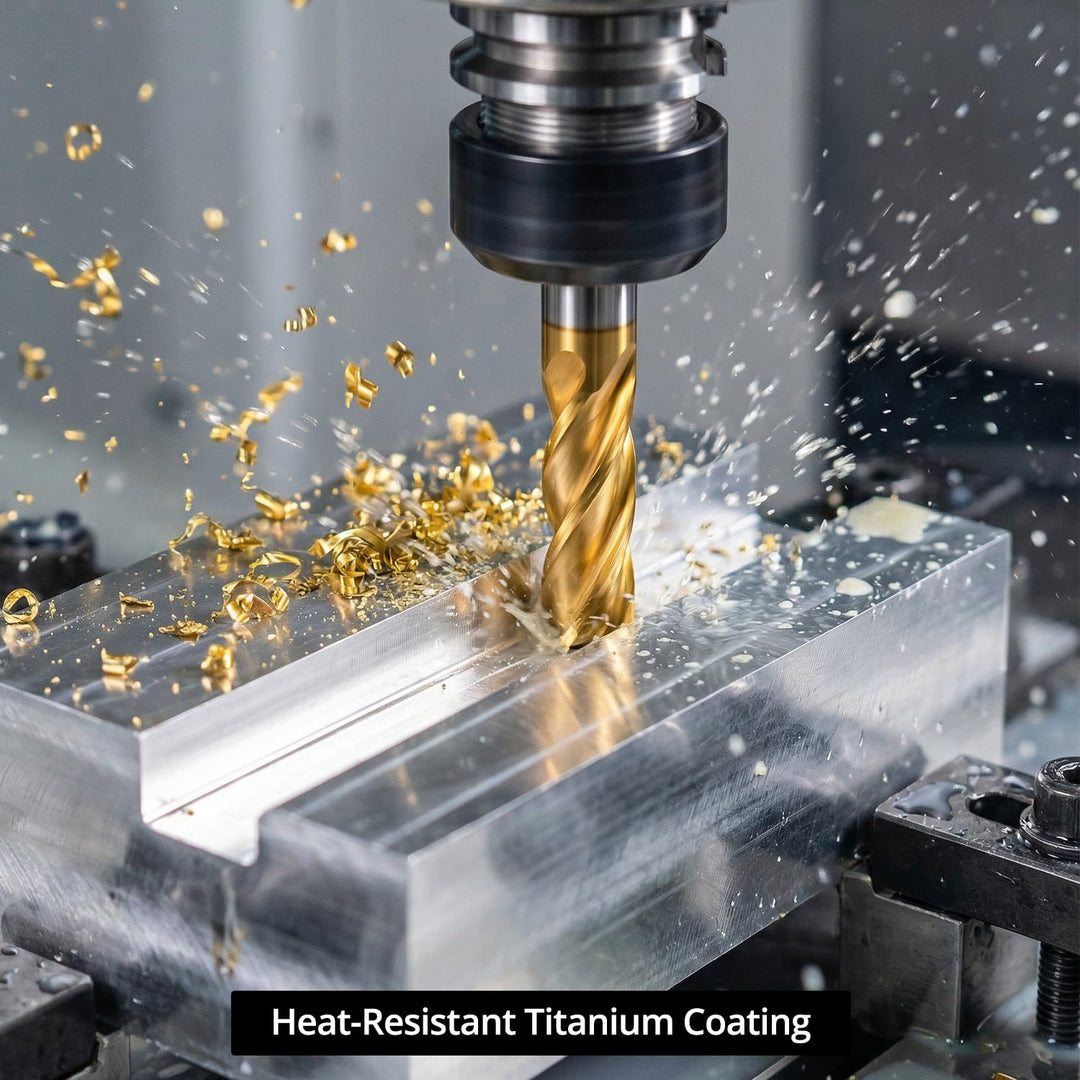 QWORK® Schaftfräser Satz 10-teilig HSS Titan-beschichtet 2-10mm – 4 Schneiden Fingerfräser für CNC-B