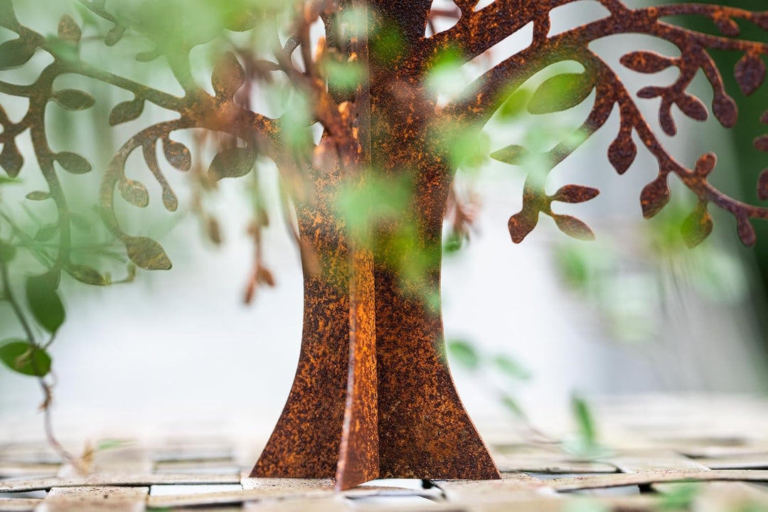 Bornhöft Metall Rost Gartendeko Edelrost rostige Garden Rost Deko Baum Lebensbaum Tischdeko Rostopti