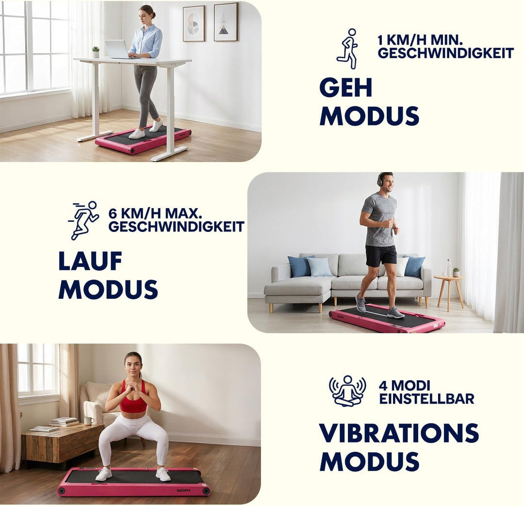 SQUATZ 2-in-1 Walking Pad Laufband, klappbar und platzsparend, ideal für Zuhause und Büro, unter Sch