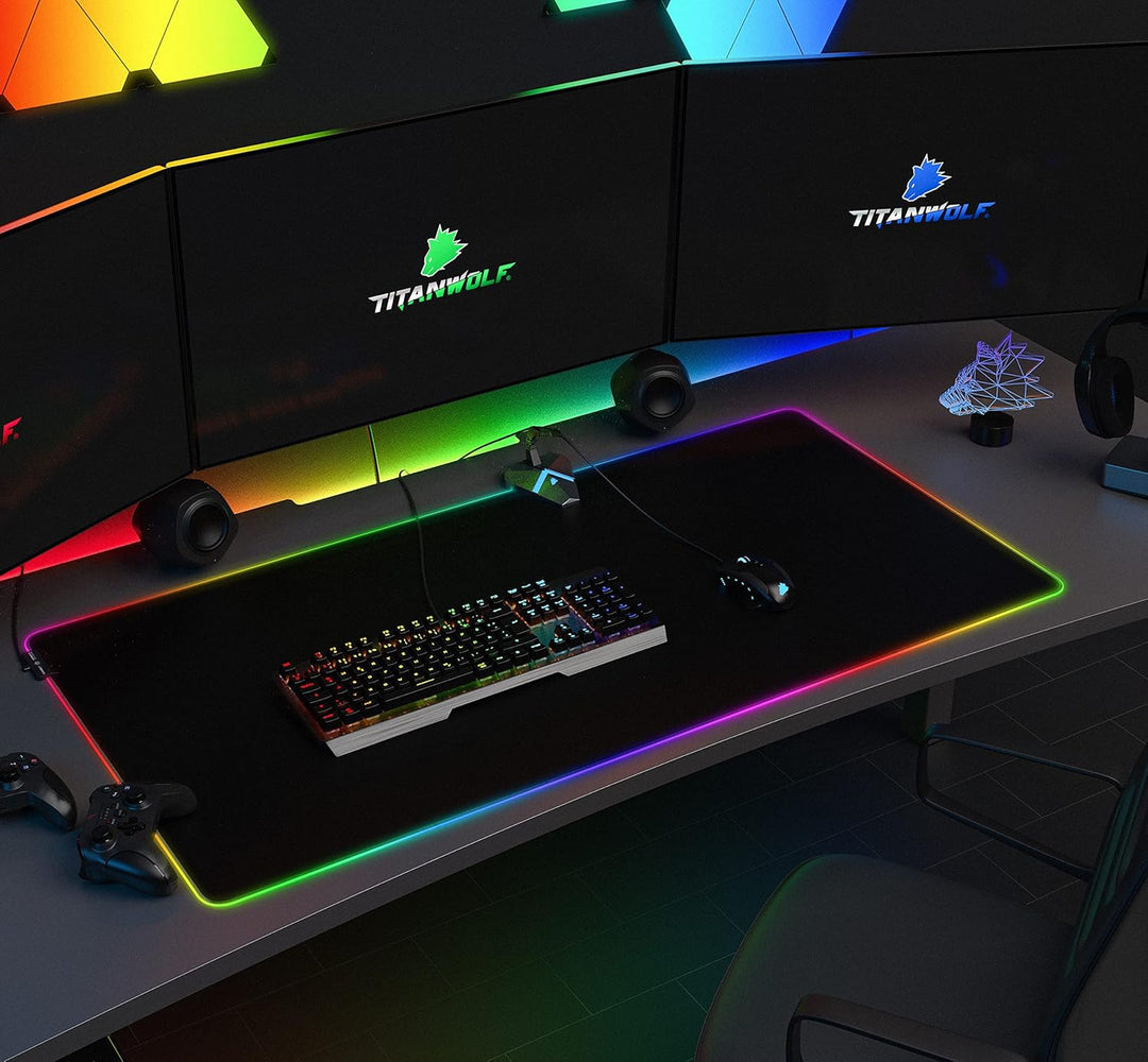 Titanwolf - XXXL RGB Gaming Mauspad – 1200 x 600 mm - Mousepad - LED Multi Color - 7 LED Farben Plus