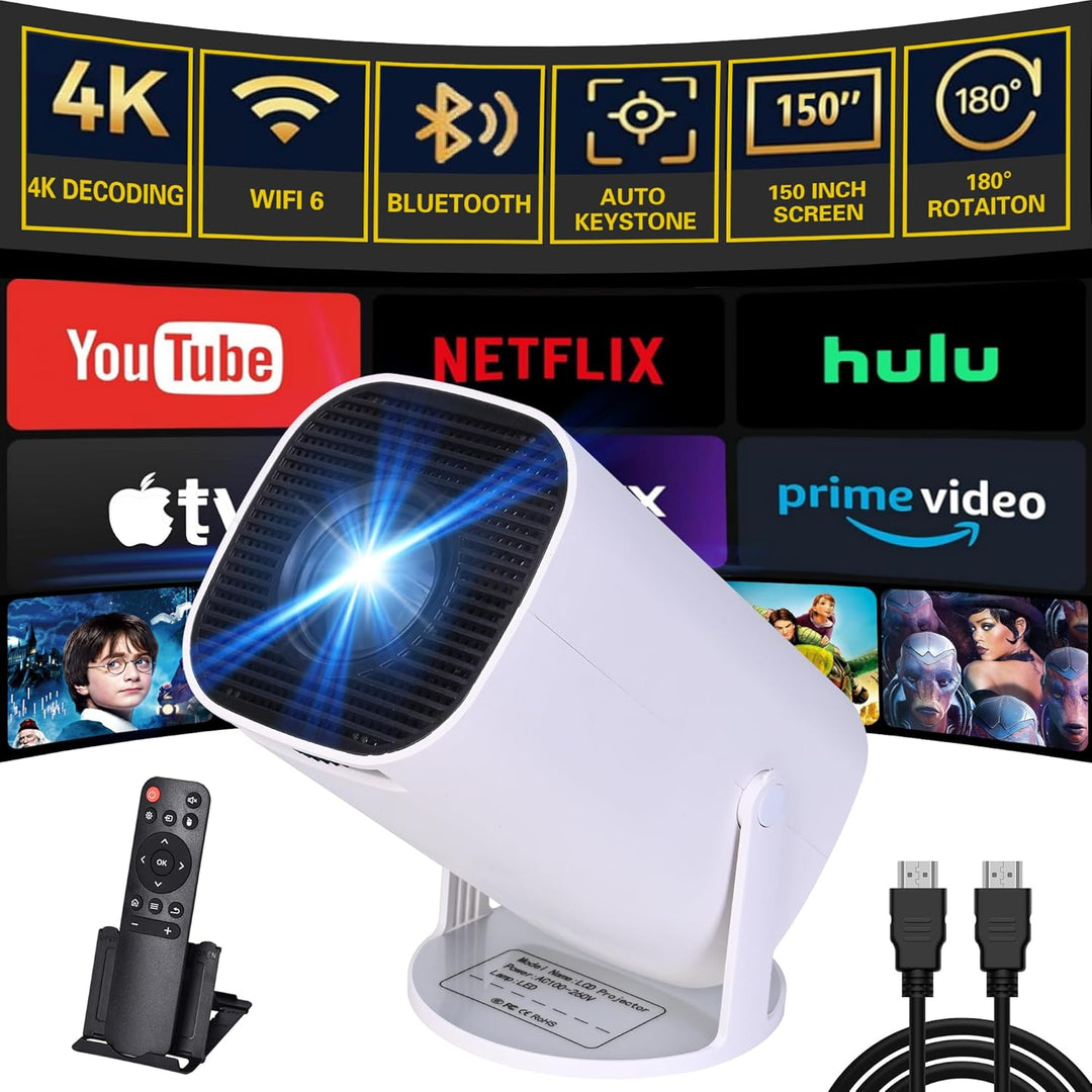 Projector 4K Projektor Mini Beamer Smart Klein Portable für Handy Bluetooth mit Android 11.0 OS, WiF