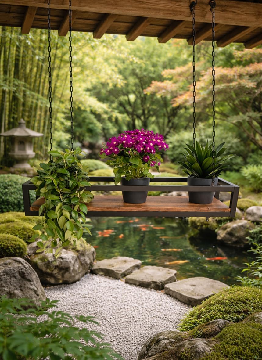 yelloo FLOWERS Hängendes Deckenregal mit Blumenketten für vertikale Garten Getränkehalter Flaschen B