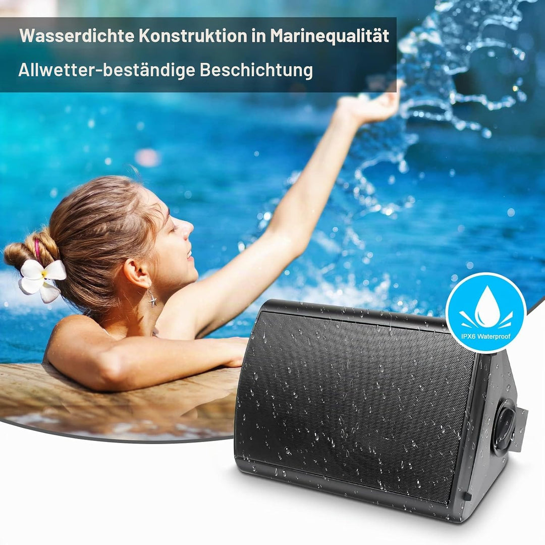 Herdio 6,5 Zoll Outdoor-Lautsprecher Wasserdicht，800W Aussenlautsprecher Mit Bluetooth Stereo-Verstä