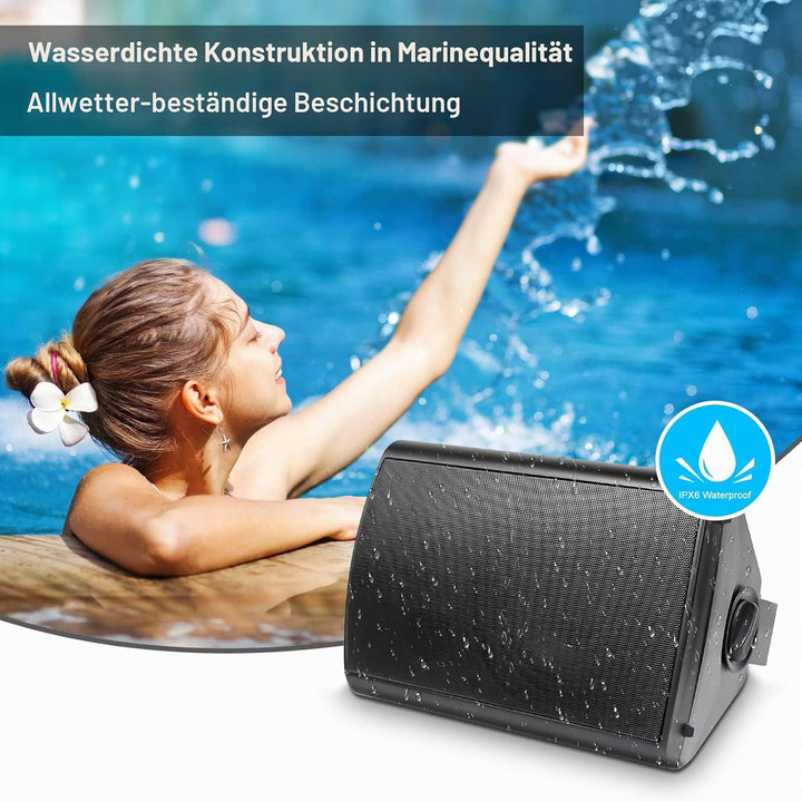 Herdio 6,5 Zoll Outdoor-Lautsprecher Wasserdicht，800W Aussenlautsprecher Mit Bluetooth Stereo-Verstä