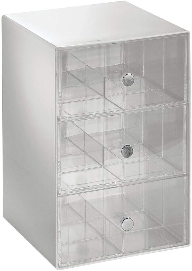 mDesign Küchen Organizer mit 3 Schubladen – Aufbewahrungsbox für Teebeutel, Kaffeepads, Süssungsmitt