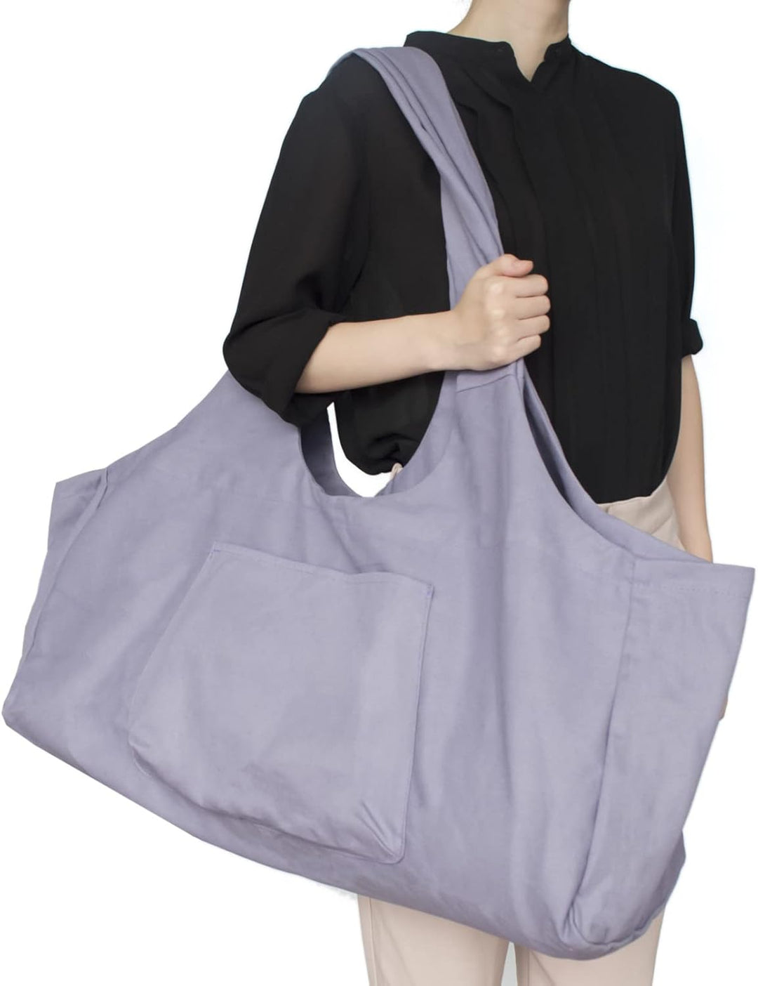 Yogatasche Grosse Yogamattentasche, Canvas-Yogamatten-Einkaufstasche mit Innentasche mit Reissversch