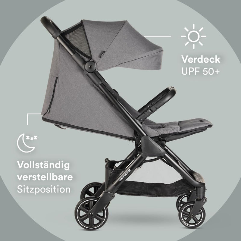 Easywalker Jackey Buggy 0-22 kg, Leichtgewicht, Automatisch faltbar, Einzigartiges Zubehörsystem, mi