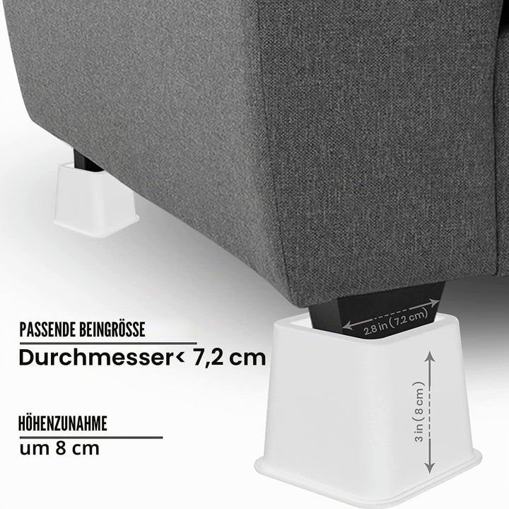 Utopia Bedding 8 Stück Hochwertige verstellbare Möbelerhöher (4 hoch und 4 kurz) - Starke platzspare