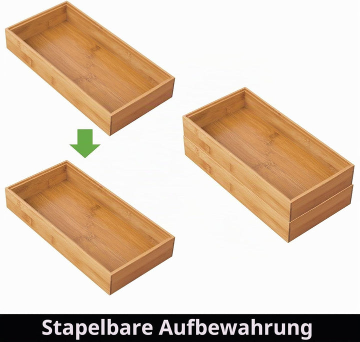 mDesign 4er-Set Aufbewahrungsbox für die Küche – extragrosse Schubladenbox aus Holz – stapelbarer Sc