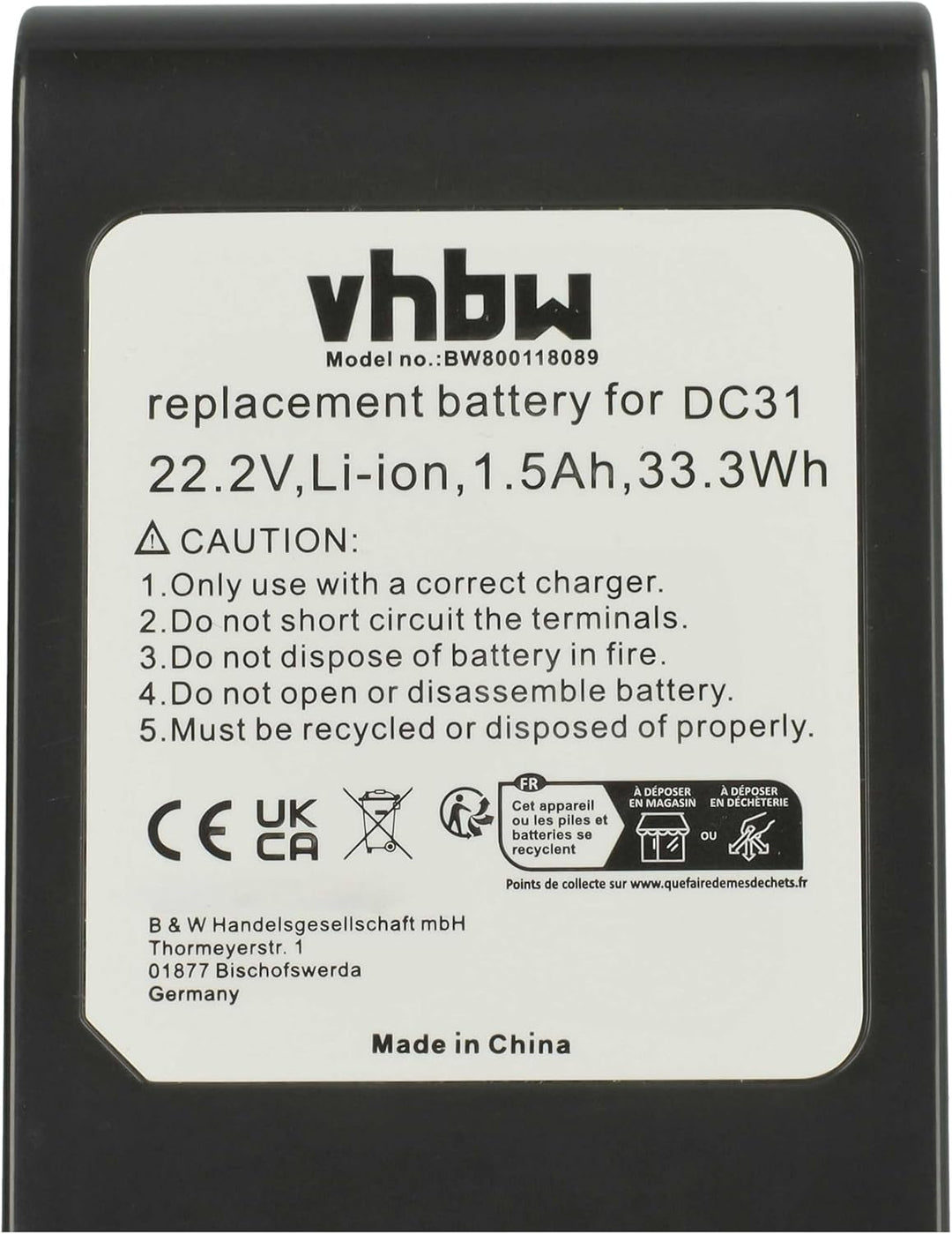 vhbw Akku kompatibel mit Dyson DC45 Animal Pro, DC57, DC56, DC44 Animal, DC45 Staubsauger - Typ A Gr