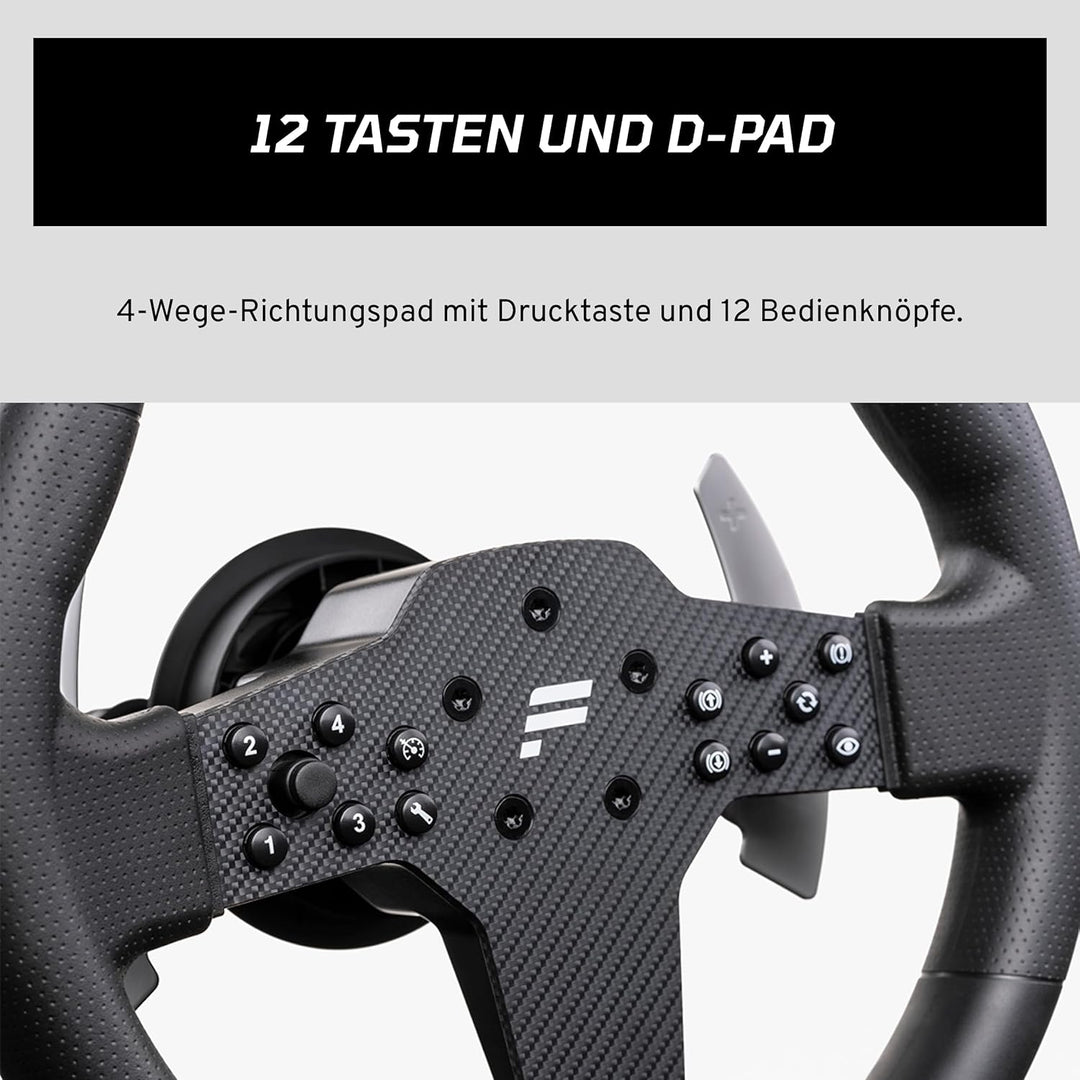 FANATEC Sim Racing CSL-Lenkrad P1 V2 (QR2 LITE) – Gummierte Umrandung, RevStripe, LED-Display, Metal