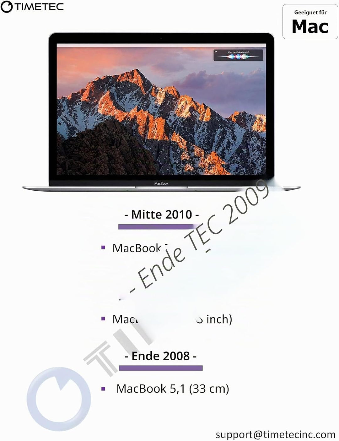 Timetec 4GB kompatibel für Apple DDR3 1067MHz/1066MHz PC3-8500 CL7 Dual Rank für Mac Book, Mac Book