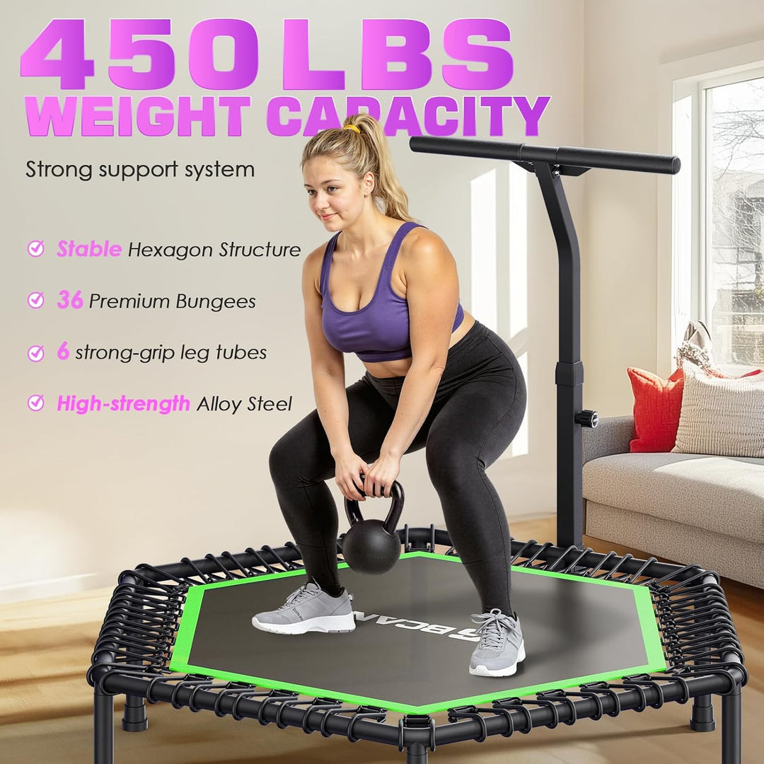 BCAN Fitness Trampolin Indoor Ø 122/133 cm, Trampolin Erwachsene bis 250 kg, Bodentrampolin mit vers