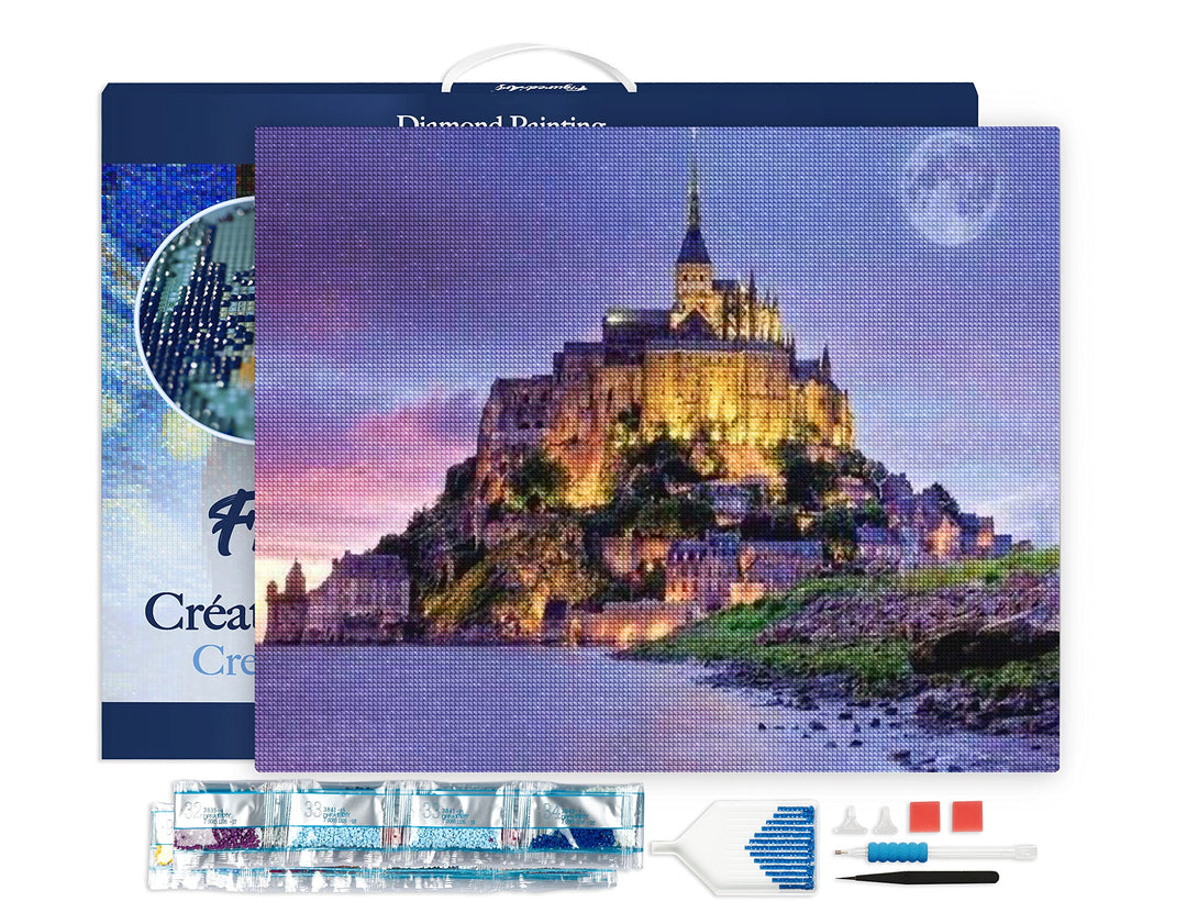 Figured'Art Diamond Painting Erwachsene 40x50cm Mit Rahmen Ganze Leinwand gespannt Mont-Saint-Michel