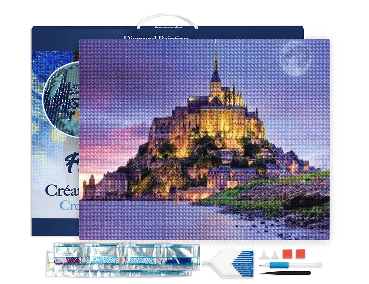 Figured'Art Diamond Painting Erwachsene 40x50cm Mit Rahmen Ganze Leinwand gespannt Mont-Saint-Michel