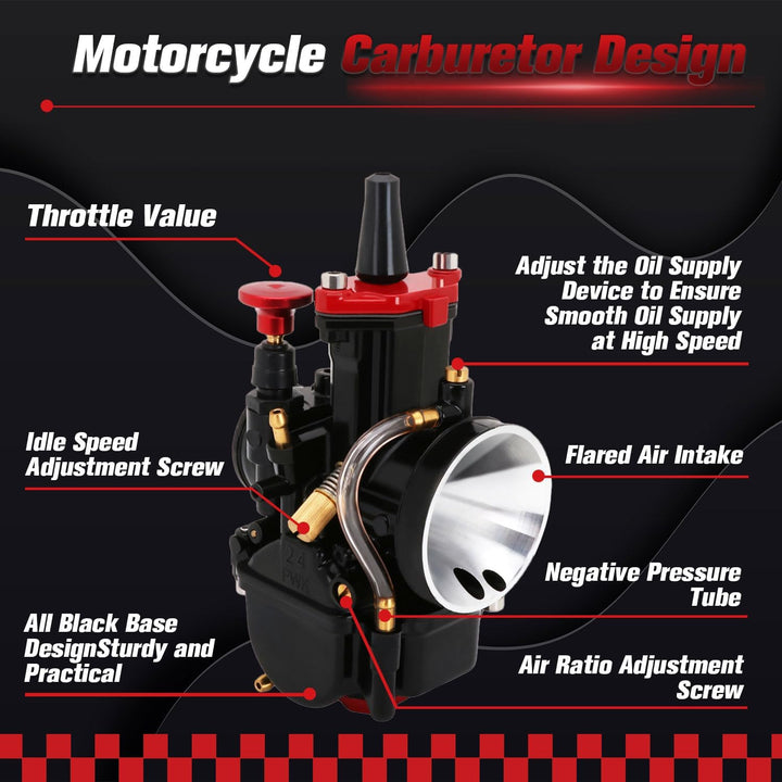 Motorrad PWK 26 mm Vergaser für 75 cc 80 cc 100 cc 125 cc ATV Dirt Bike – Schwarz PWK-A 26MM, PWK-A