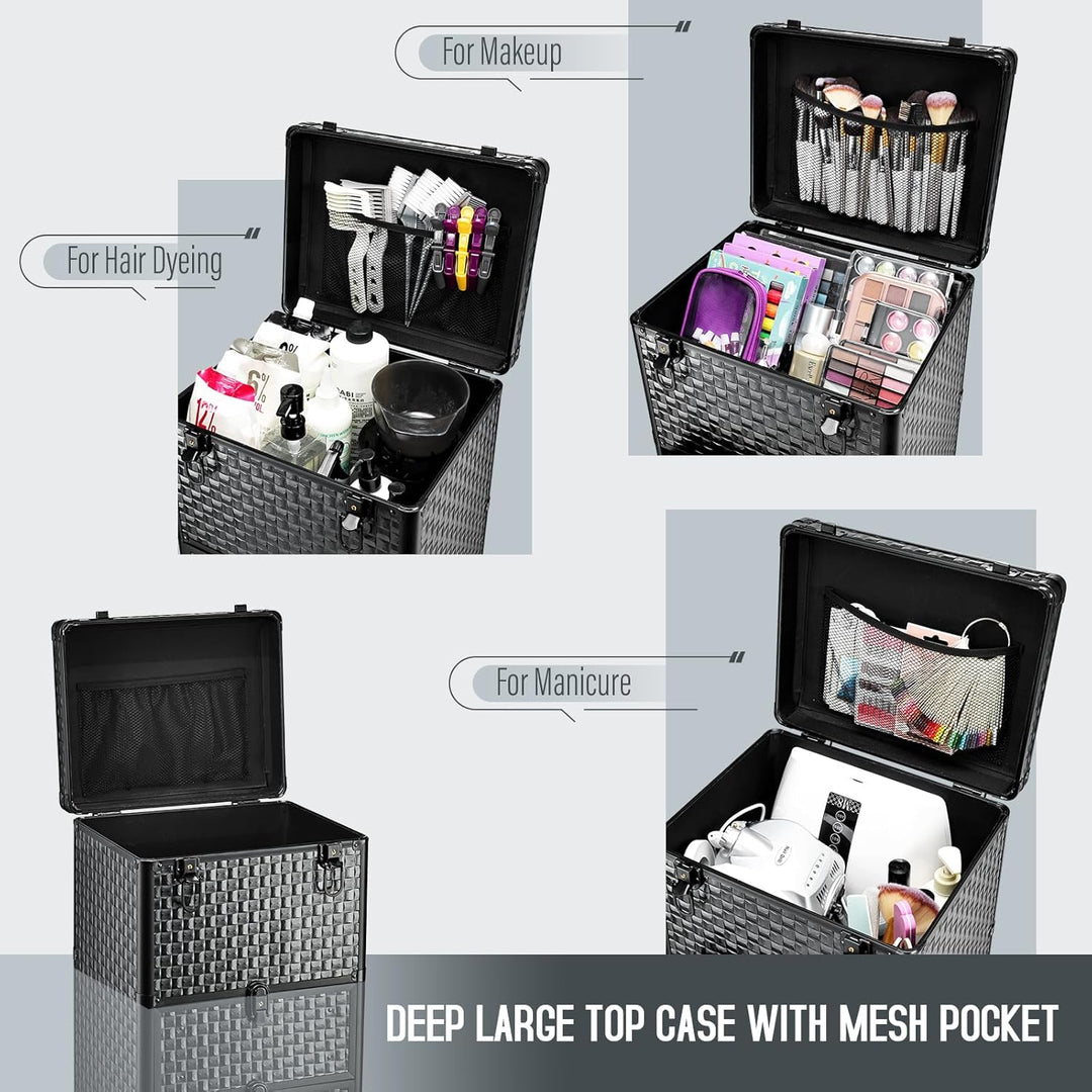 Kosmetik Trolley mit 3 Schubladen Friseurkoffer Gross Kosmetikkoffer Ngaelkoffer Make up Koffer mit