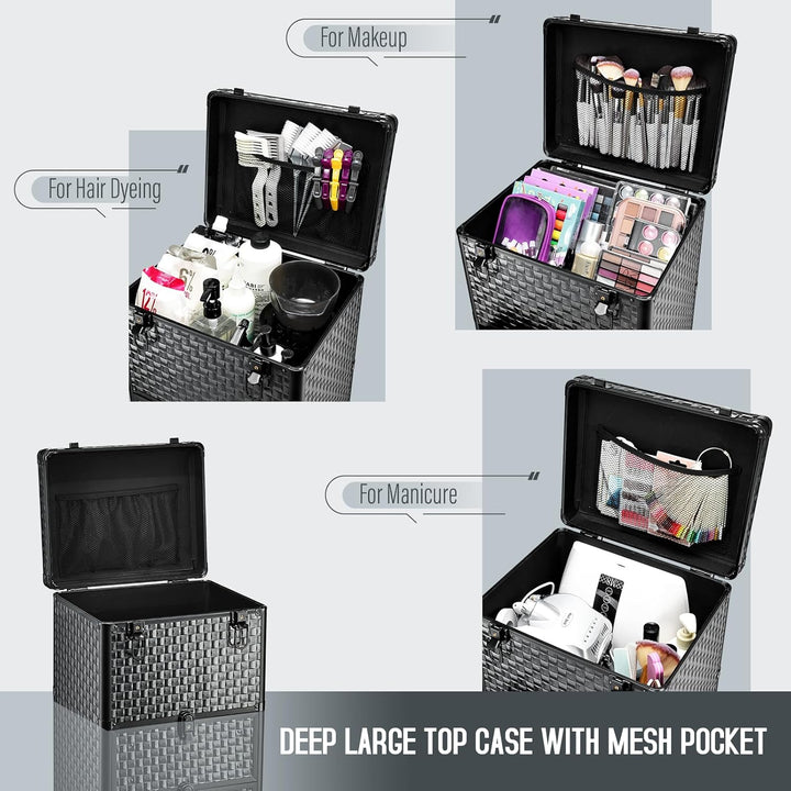 Kosmetik Trolley mit 3 Schubladen Friseurkoffer Gross Kosmetikkoffer Ngaelkoffer Make up Koffer mit