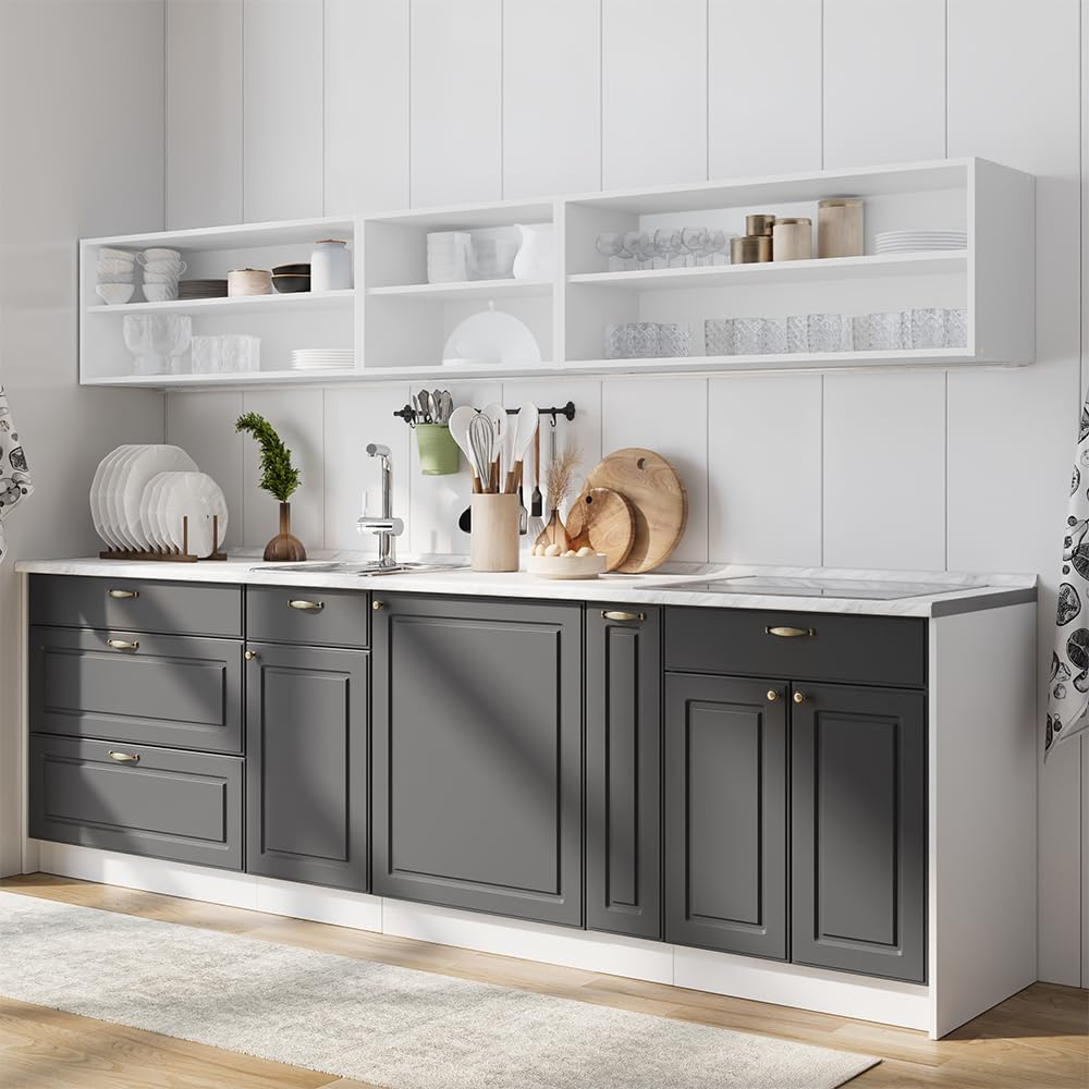 Vicco Apothekerschrank Fame-Line, Anthrazit-Gold Landhaus/Weiss, 20 cm | ohne Arbeitsplatte, zur Kom