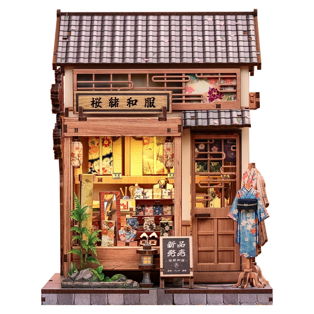Fsolis Book Nook Kit - Japanisches Miniatur-Puppenhaus, 3D-Holz-Bastelset für Erwachsene, Bücherrega