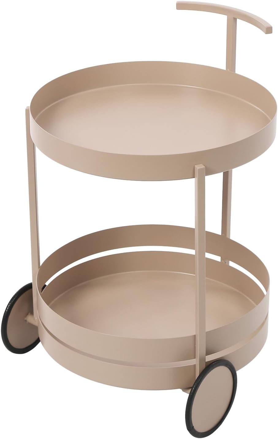 2-Stöckig Rund Servierwagen mit 2 Räder, Ladekapazität Jeder Stufe 10kg, 40x40x61m, Teewagen für Mei